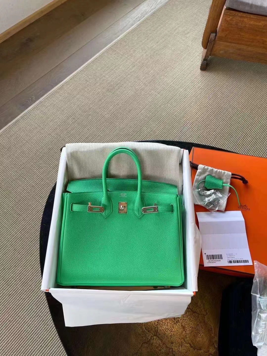 에르메스 버킨백25 그린 은장 토고가죽